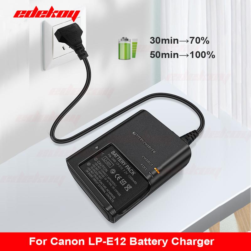 LC-E12E LCE12 Battery Charger for Canon LP-E12 LPE12 EOS-M EOS M EOS M200 M50 M50II M10 M100 100D Rebel SL1 Kiss X7 Camera