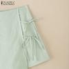 ZANZEA Women Summer Elastic Waist Casual Lace Up Shorts