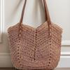 Ladies Handmade Straw Bag Shoulder Handbag Large Capacity Commuter Tote Bag Rattan Knitted Bag