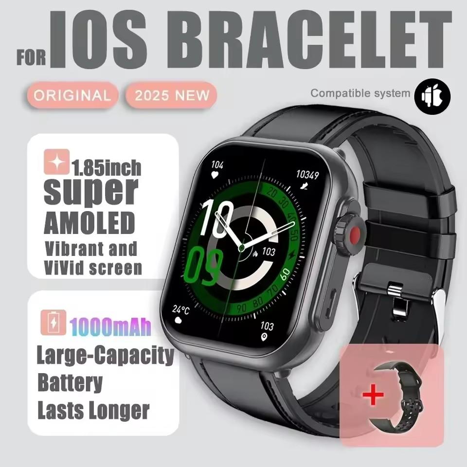 Новые умные часы 1000 мАч Длительное время работы от аккумулятора Для мужчин Женщин Фитнес Спорт Bluetooth-вызов Водонепроницаемые 1,85-дюймовые Полноценный сенсорный экран Умные часы