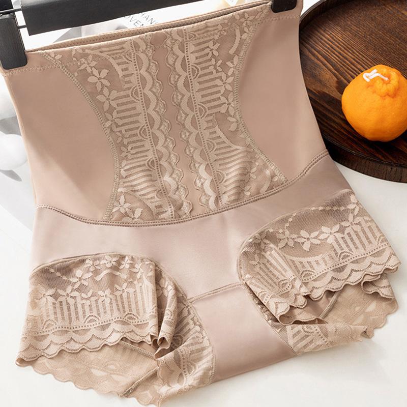 Женские корректирующие трусики больших размеров с высокой талией, кружевные бесшовные трусы с высокой талией, трусы, трусики