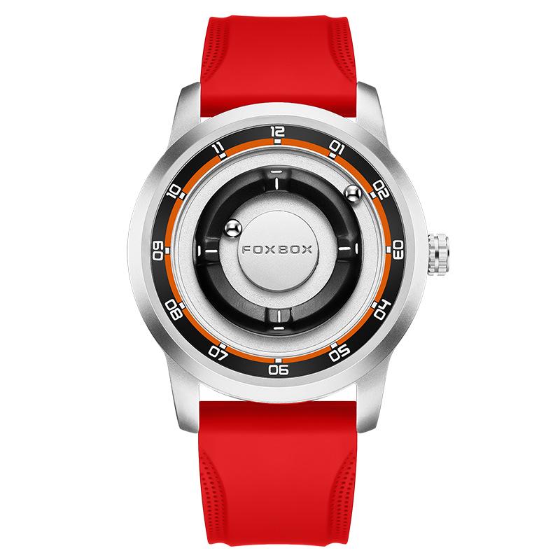 FOXBOX Magnetic Levitation Men's Watch Glassless Waterproof Black Tech Fashion Creative Wristwatch Black