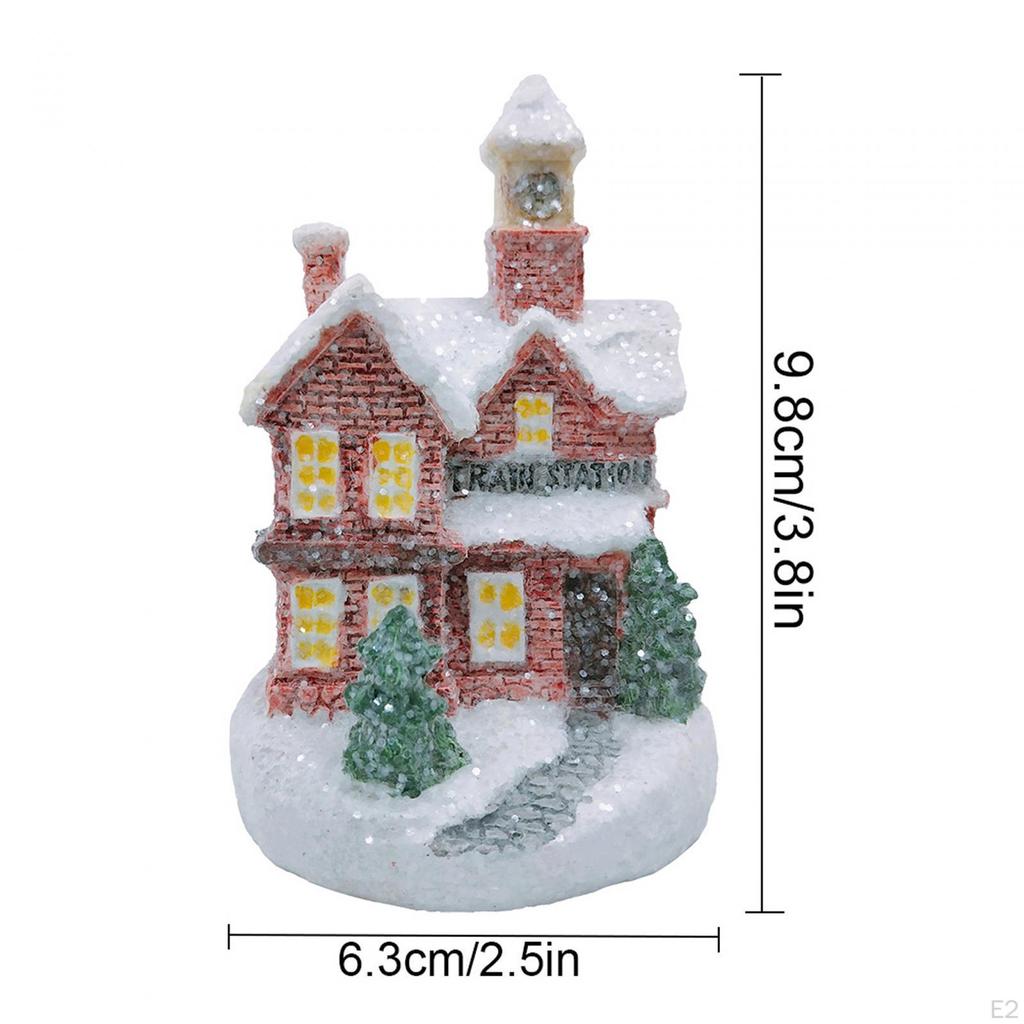 Christmas Lighted Snow House Glowing Multifunctional Desktop Table Centerpieces Statue for