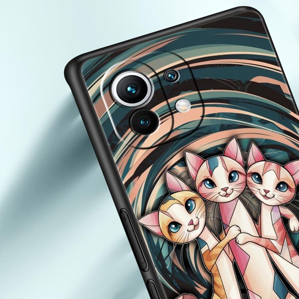 Чехол-накладка с ярким дизайном кошки для Xiaomi Mi 17 Pro Max 15 14 13 12 11 Ultra 15T 14T 13T 12T 11T Pro Lite Мягкий ТПУ Корпус