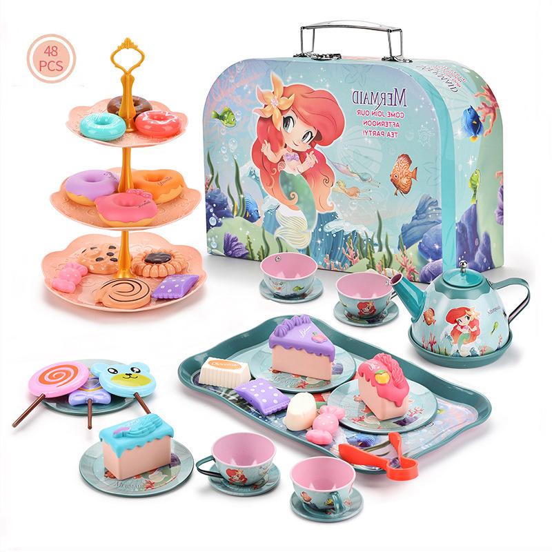 Dinosaur Childrens Play House Toys Pretend Play Afternoon Tea Plastic Unicorn Cup Dessert Cake Toy Collection