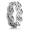 New 925 Sterling Silver Ring Light As A Feather Eternity Braided Love Twin Butterfly Ring With Crystal For Women Jewelry