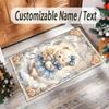 Teddy Bear Theme Crystal Velvet Rug Personalized Custom Name Text Soft Floor Mat Home Decor