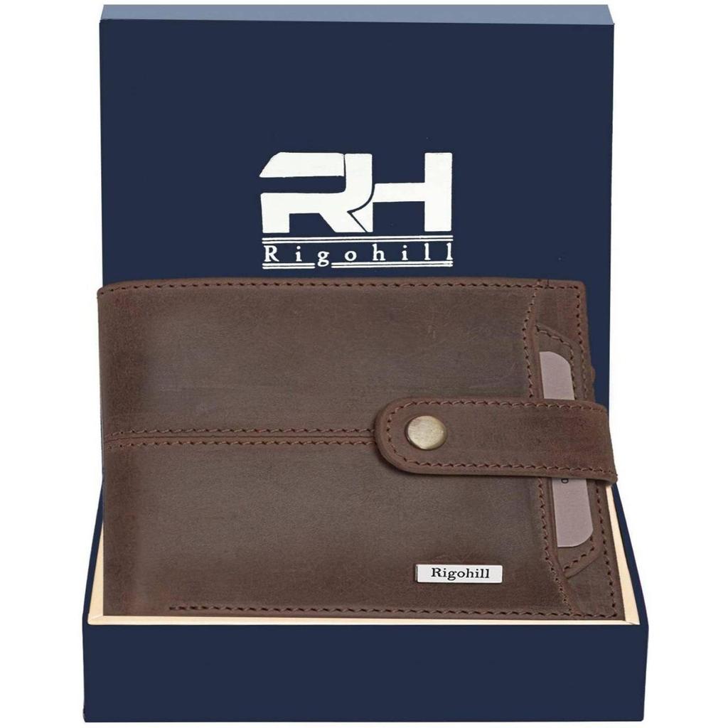 Мужской повседневный синий кошелек из натуральной кожи с RFID-меткой  (10 слотов для карт)