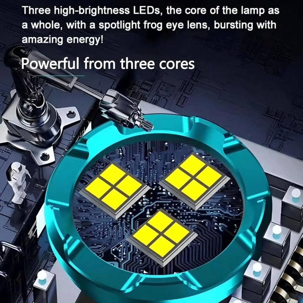 Mini Portable High Brightness 3 LED Flashlight Rechargeable Power Display Multifunctional Mini Outdoor Light Use Fishing Camping