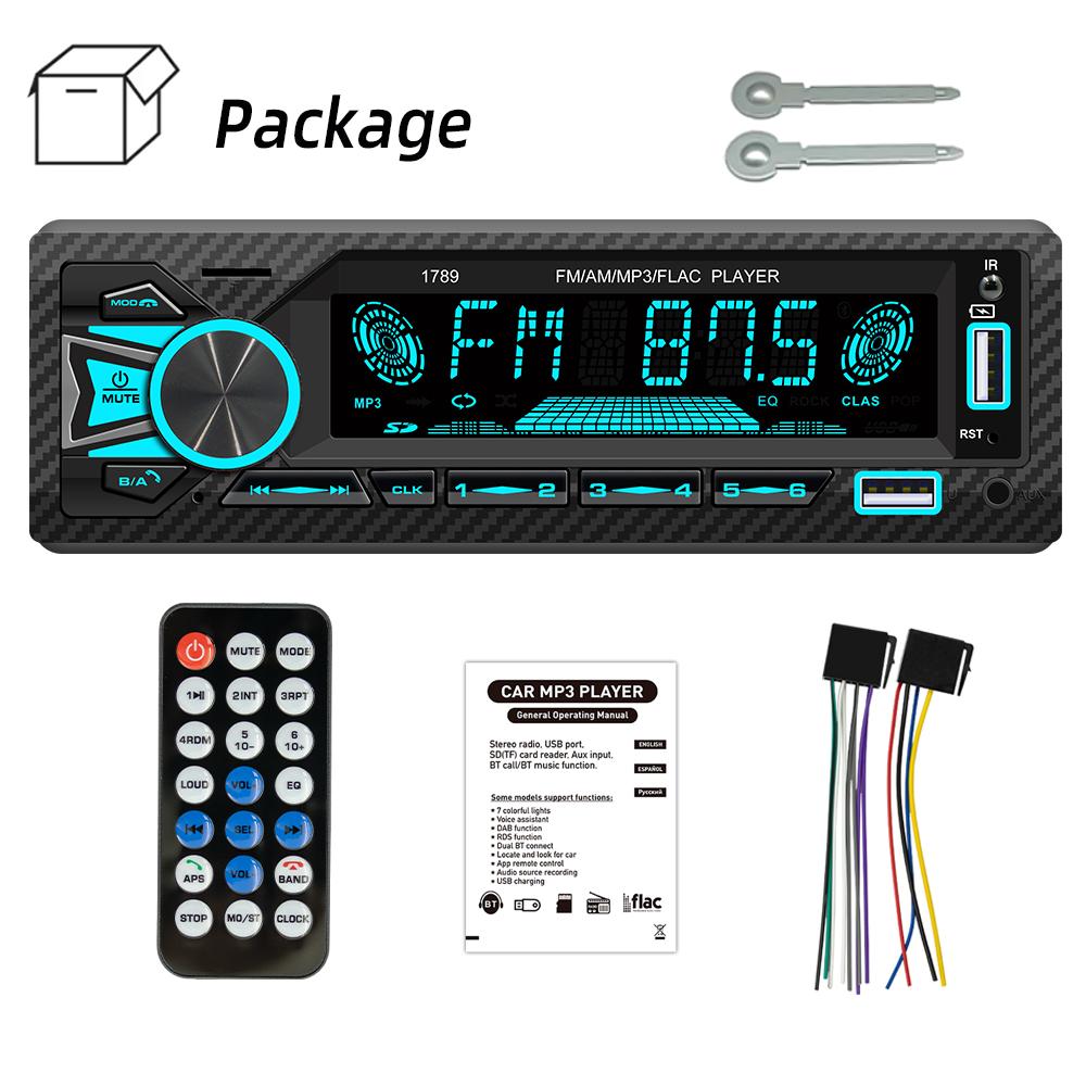 BQCC автомобильный радиоприемник 1 Din MP3 Bluetooth плеер 7 цветов 60 Вт*4 стерео FM приемник с пультом дистанционного управления AUX/2 USB/TF функция поиска автомобиля