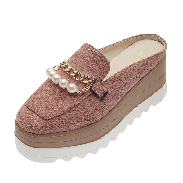 Модные тапочки женские удобные резиновые туфли на платформе женские повседневные туфли с круглым носком на плоской подошве осенние замшевые женские туфли