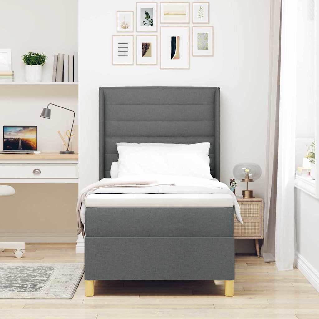 Box Spring Bed with Mattress Dark Gray 80 x 200 cm Fabric