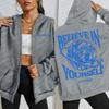 Believe In Yourself Earth Prints Zipper Hoodies Women Soft Hoodie Autumn Loose Clothings Fleece Casual Streetwear