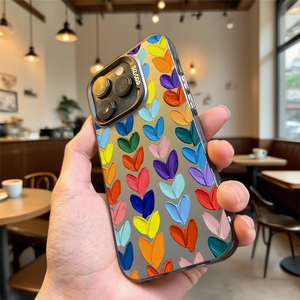 Colorful Heart Pattern Shockproof Phone Case for Iphone 16 15 14 13 12 11 Pro Max/Mini Anti-Scratch Premium Hard Cover