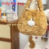 Cute Plush Cat Backpack With Tail Design Tote Bag Suitable For Commuting Daily