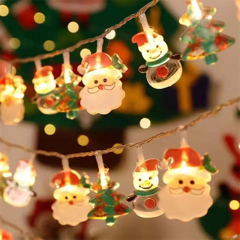 1pc Christmas Atmosphere Light String with Snowman & Tree & Santa Claus 10/20 LED Fairy Lamp For Home Indoor Xmas Decor