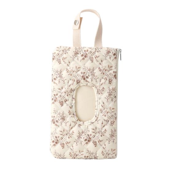 Quilted Baby Wipe Holder Floral Diaper Pouch Portable Mommy Bag Refillable Baby Wipe Dispenser