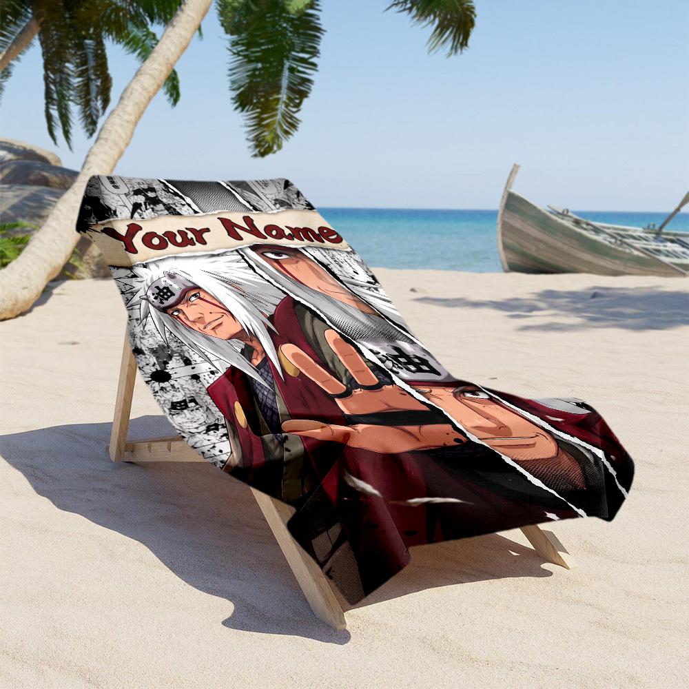 Naruto Character Customized Name Beach Towel High Absorbency & Quick-Dry Suitable for Sports Travel Swimming Yoga Bathroom Beach And Pool