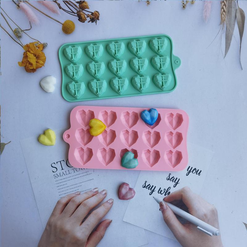 15 Hole Love Silicone Chocolate Mould Heart Biscuit Cake Decor Baking Tool Jelly Candy Mold Ice Tray Soap Resin Making Set Gifts