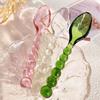 Heat Resistant Glass Spoons Fork Pink Green Coffee Mixing Spoon Creative Tableware Spoon  Household