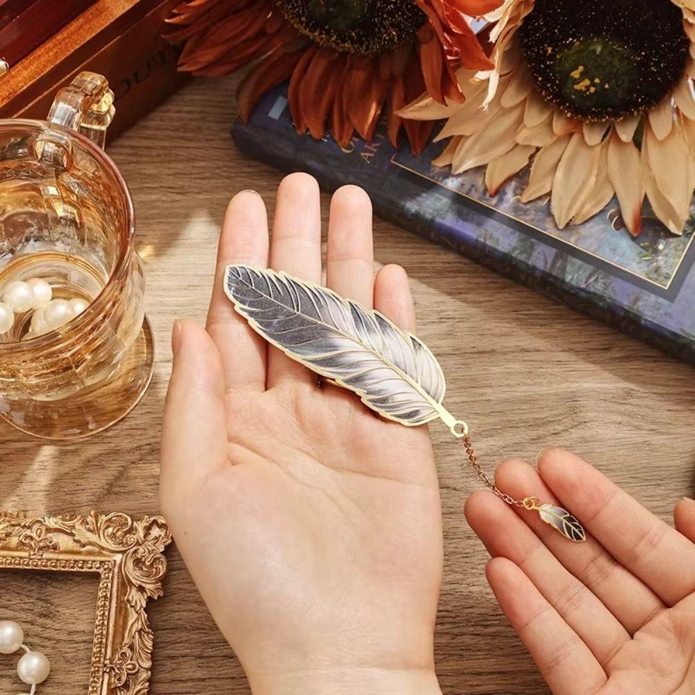 Metal Chain Vintage Book Clip Page Clip Pendant Bookmark Feather Bookmark Book Lovers