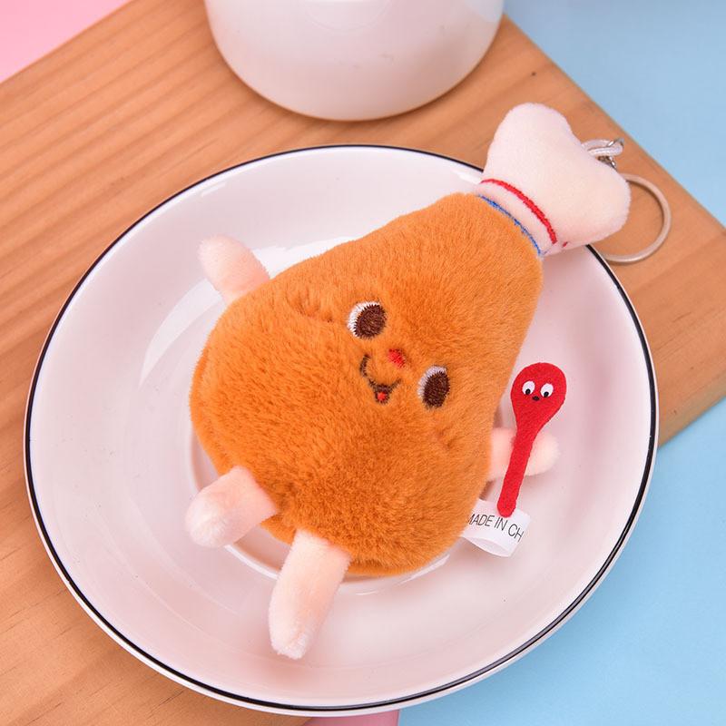 Милый мультяшный брелок-подвеска в виде еды, очаровательная маленькая куриная ножка и тост