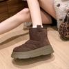 Ботильоны на платформе из замши для снега, женские туфли на плоской подошве из плюшевого хлопка, тренд 2025 года, новые теплые зимние прогулочные нескользящие модные ботинки Mujer