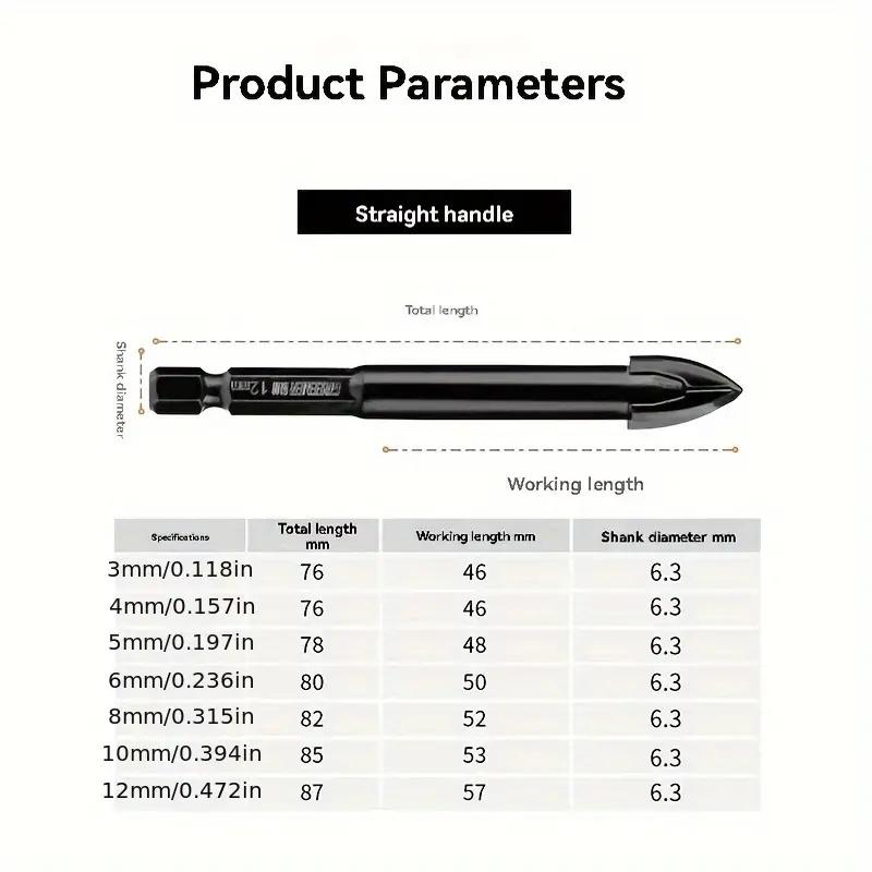 7pcs/Set Cemented Carbide Cross Hex Tile Glass Ceramic Drill Bits Set Efficient Universal Drilling Tool Hole Opener For Wall