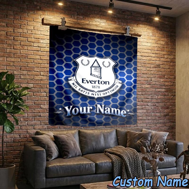 Custom Name Everton Football Hanging Tapestry Background Tapestry for Bedroom Living Room Dorm,Home Party Wall Decoration,Fan Gifts