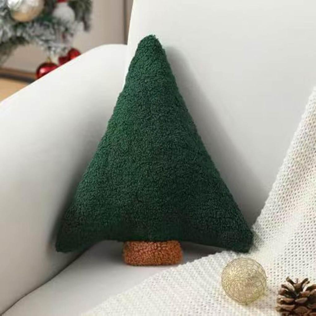 Christmas Tree Pillow Christmas Tree Shape Plush Pillow With Pompom Christmas Decoration Pillow Suitable For Sofa Chair Living Room Home Decoration