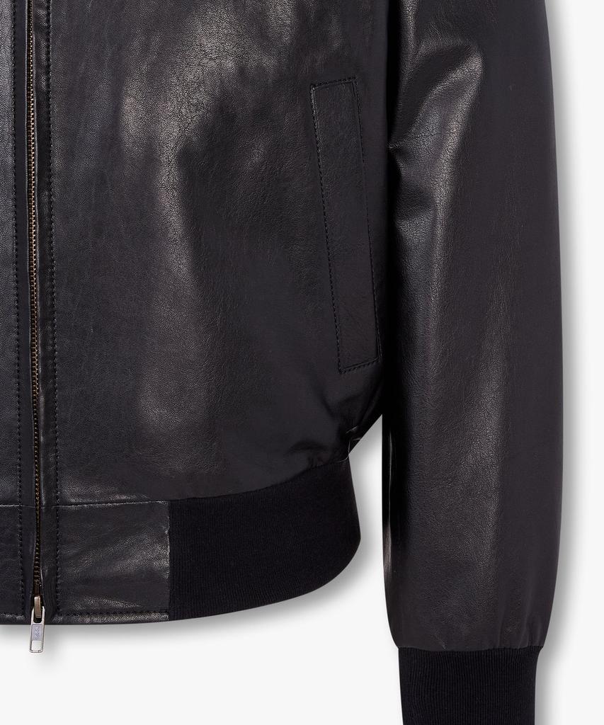 Man On The Boon Two-Way Zipper Leather Jacket_Black 4715110004