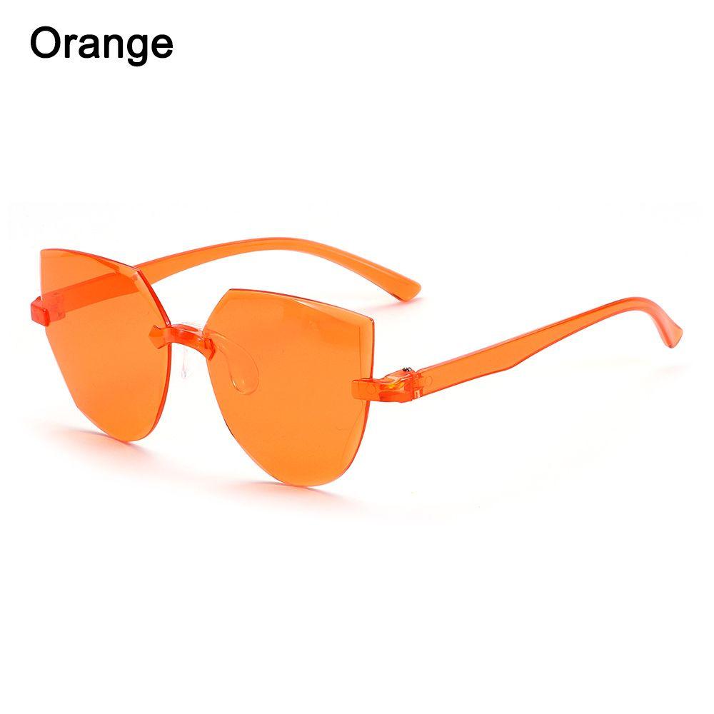 Cat Eye Sunglasses Rimless Sun Glasses For Women Trendy Transparent Candy Color Eyewear Fashion Party Costume Accessories