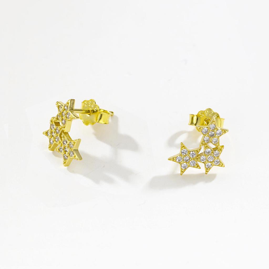 ANDYWEN 925 пробы стерлингового серебра золота звездное небо блестящие звезды серьги гвоздики пирсинг женский пирсинг роскошные ювелирные изделия женщины кристалл CZ