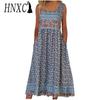 Женская мода лето весна цветочный принт без рукавов О-образный вырез повседневные платья