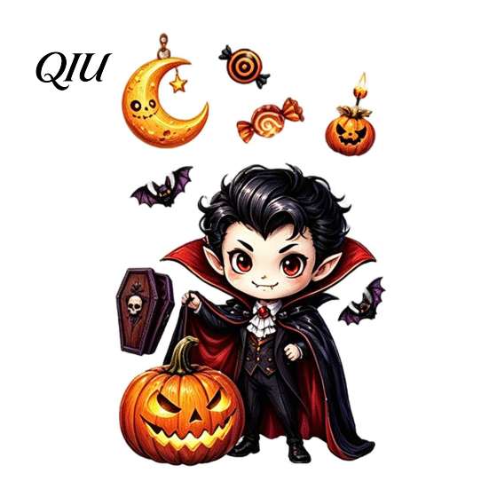 Decorative Vampire Clings Halloween Static Window Clings, Pumpkin Ghost Mummy Cartoon Decals, Spooky Glass Adhesives Self-Adhesive for Door