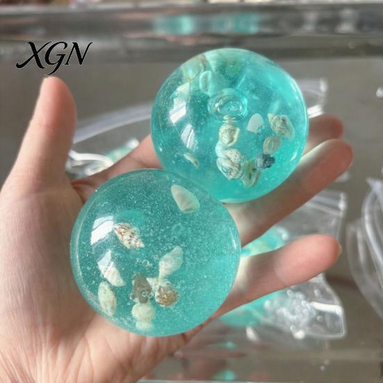 Stress Reducing Fidget Toy 1/2Pcs Ocean Beach Ball Anxiety Relief Clear Squeeze Shell with Seashells Inside Office Workers Relaxation Sensory