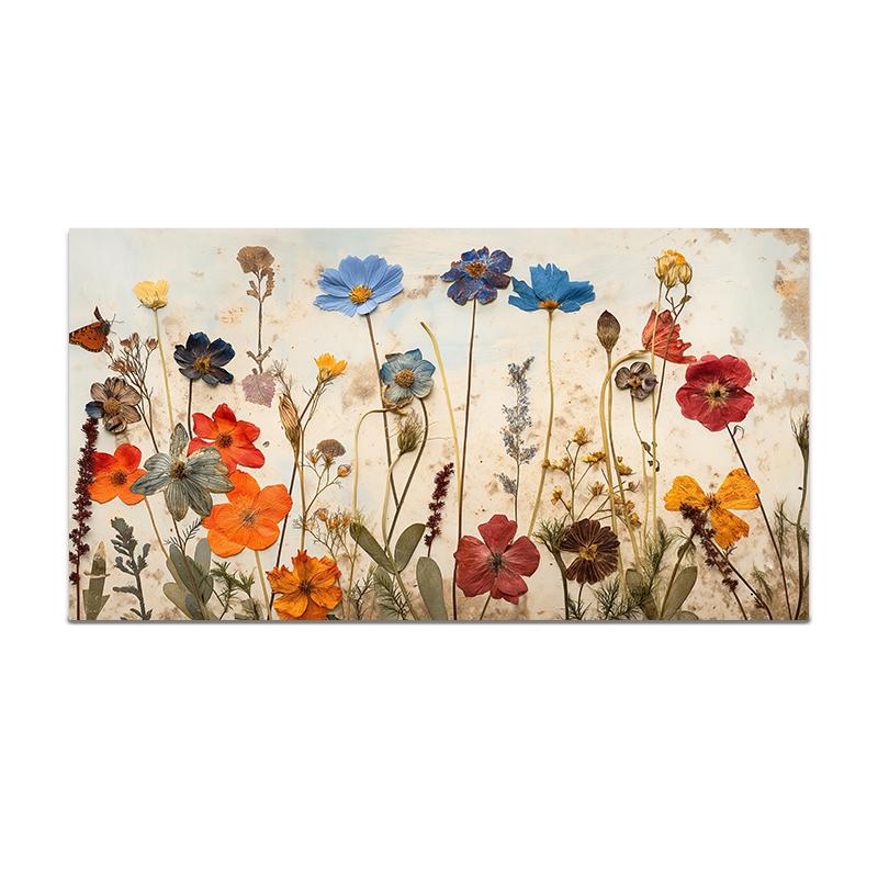 Абстрактные оранжевые синие цветы Картина на холсте Плакат Красный цветок Настенная печать Декоративная картина Современная гостиная Домашний декор Без рамы