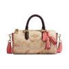 New Lacey Canvas With Leather Boston Bag Handbag Shoulder Bag Crossbody Bag Small Size Women's Khaki & Pink CK562-IMOT4