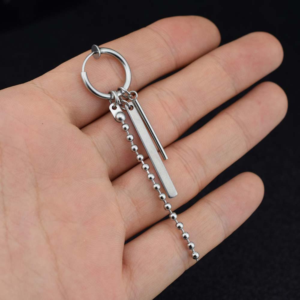 Личность Панк Корейские Мужчины Луна Крутой Стиль Палка Длинная Цепочка Серьги Клипса для Уха Серьга-Пусета