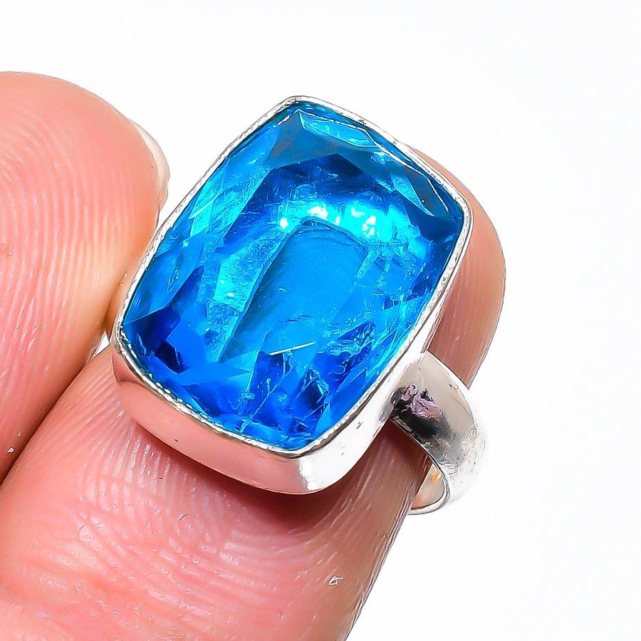 Swiss Blue Topaz Handmade 925 Sterling Silver Jewelry Ring Size 7 c0f48