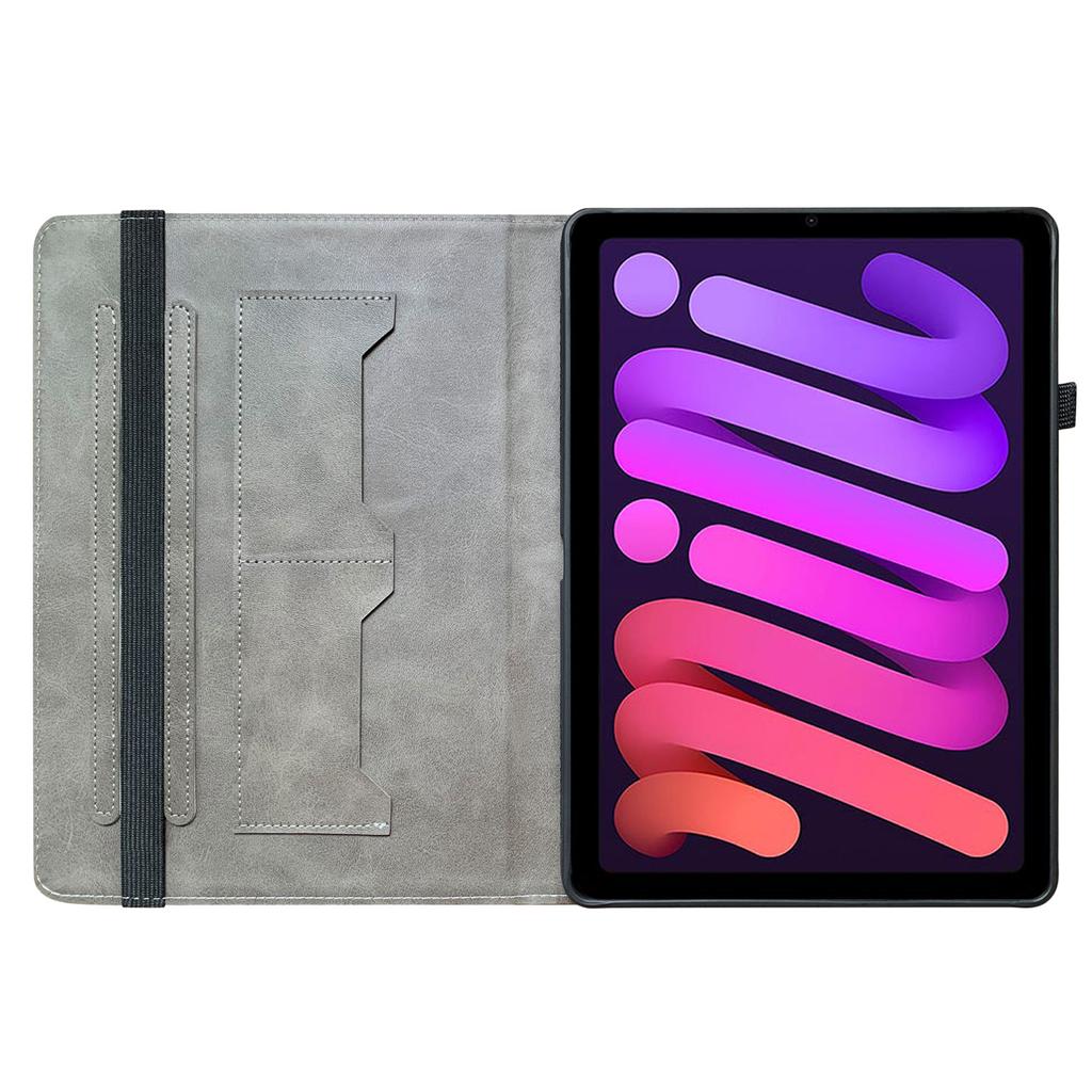 Для iPad мини (2024)/(2021) Кожаный чехол-подставка с узором и карманами для карт