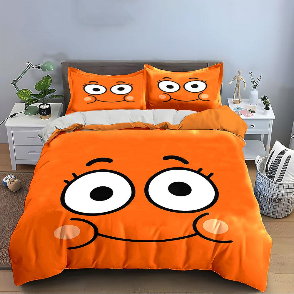 Smiling Face Cartoon Design Bedding Duvet Cover Set Duvet Cover Pillowcases (1*Duvet Cover 2*Pillowcases, without duvet insert)