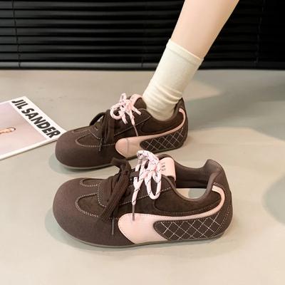 Модные женские одинарные туфли на толстой подошве, с круглым носком, на шнуровке, с цветной отделкой, модные, очень удобные, нескользящие, дышащие, спортивные, повседневные