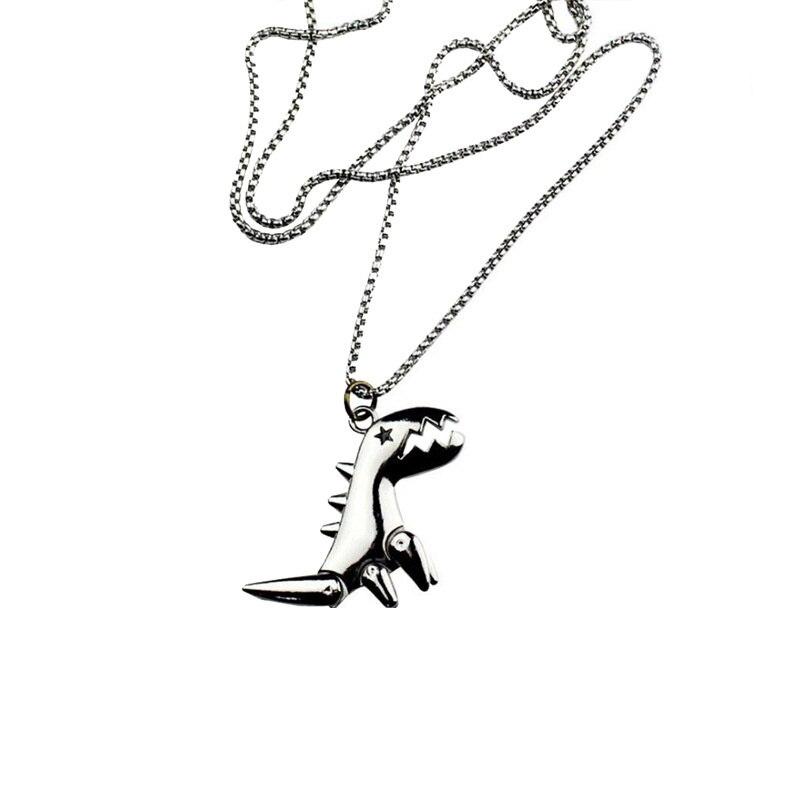 Титановая сталь мультфильм милый медведь темнота динозавр робот ожерелья для мужчин женщин длинная цепочка в стиле панк ретро ювелирные изделия подарок