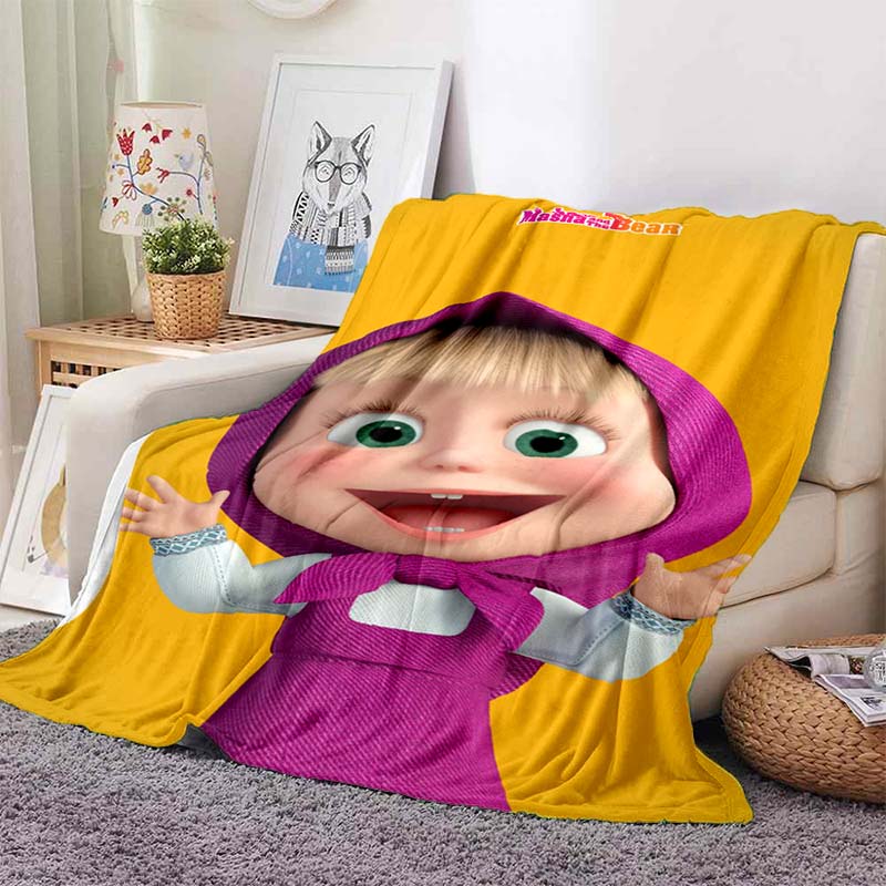 3D cartoon cute M-Masha and Bear blanket flannel home sofa bed bedroom warm portable children's gift picnic sleep soft blanket