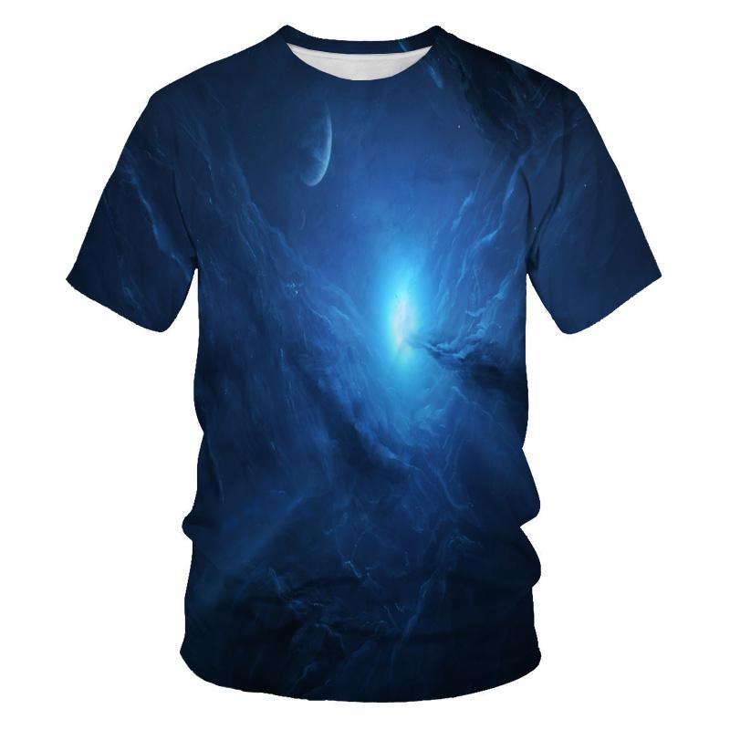 Summer Brilliant Starry Sky Graphic T Shirts For Men Fashion Universe Planet Pattern T-shirt Personality Hip Hop Print T-shirts