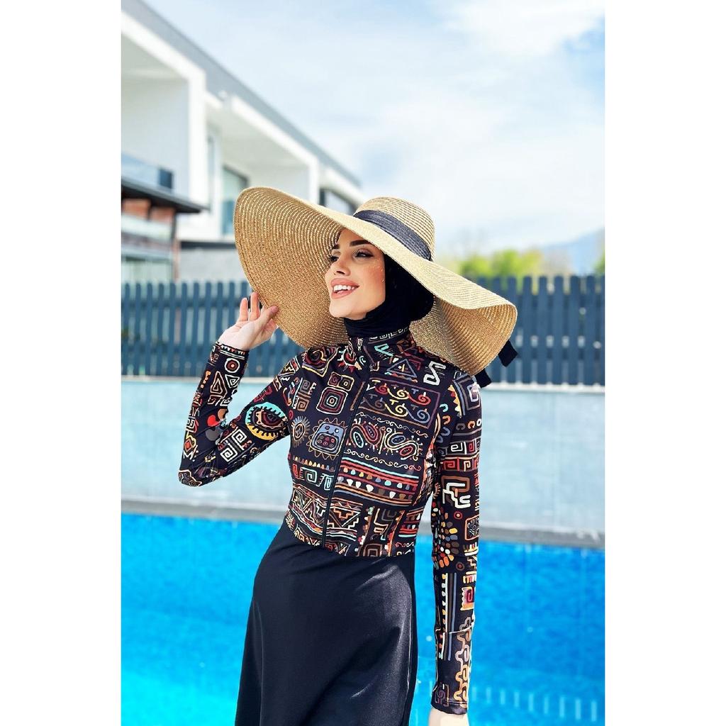 Полностью покрытый купальник-хиджаб из лайкры на молнии R076 Перу