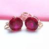 Фиолетовые золотые круглые серьги-гвоздики, иностранный стиль, блестящий темперамент, серьги с красным камнем типа "яйцо", ювелирные изделия с покрытием из розового золота.