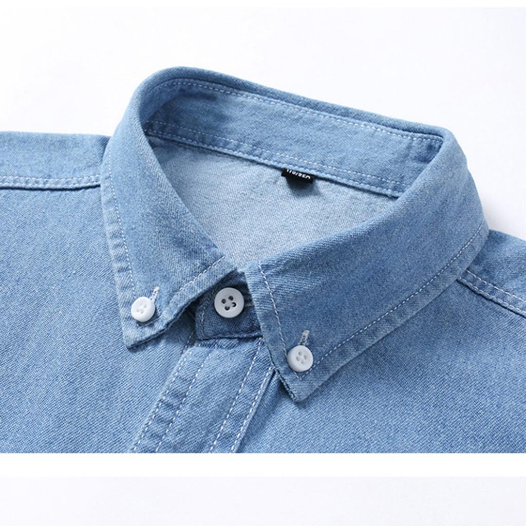 Men's Summer Fashion Quality Denim Short-sleeved Shirt Youth Trend Casual Shirt