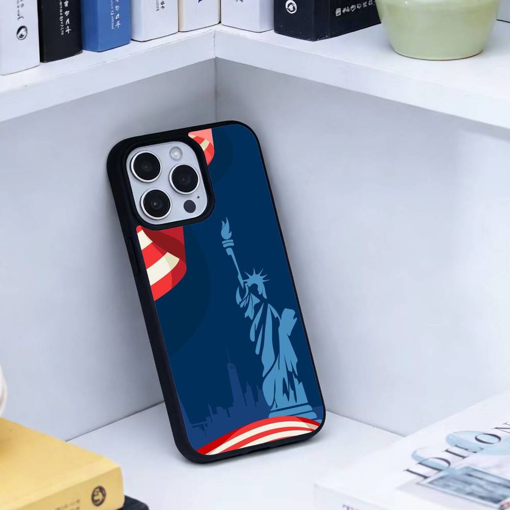 Чехол для телефона Статуя Свободы Флаг Америки США Для iPhone 14,16,15,13,17,12,Plus,Pro,Max Магнитный Для Magsafe Матовый Чехол